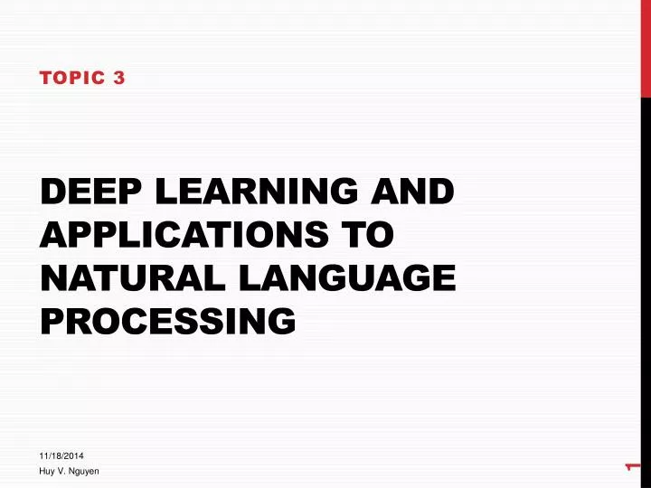 deep learning and applications to natural language processing