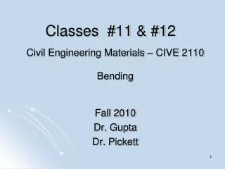 Classes #11 &amp; #12