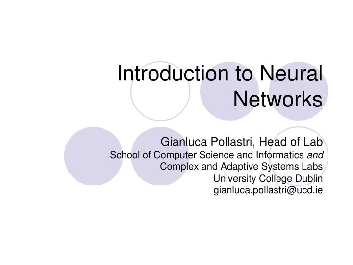 introduction to neural networks