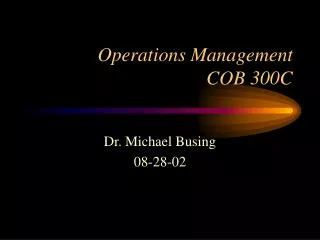 Operations Management COB 300C
