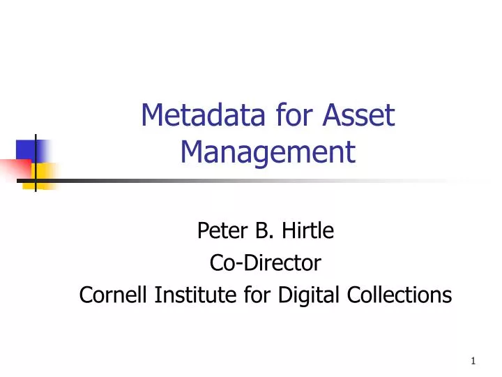 metadata for asset management