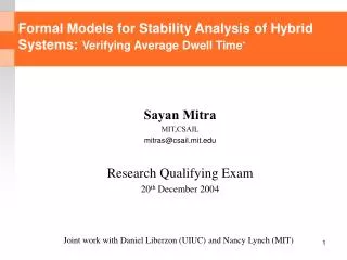 Formal Models for Stability Analysis of Hybrid Systems: Verifying Average Dwell Time *