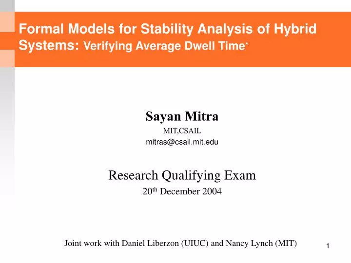 formal models for stability analysis of hybrid systems verifying average dwell time