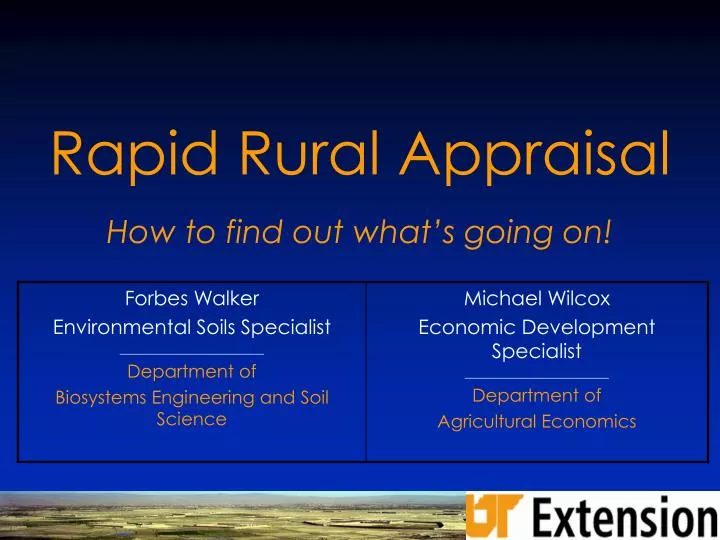 rapid rural appraisal how to find out what s going on