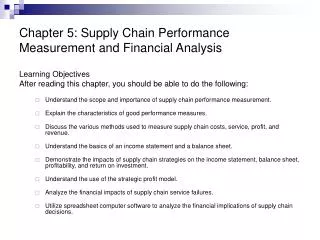 Chapter 5: Supply Chain Performance Measurement and Financial Analysis