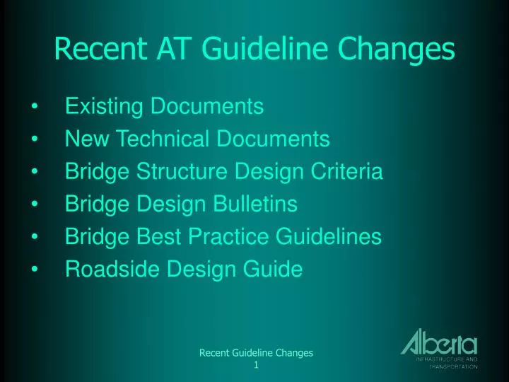 recent at guideline changes