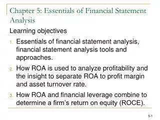 Chapter 5: Essentials of Financial Statement Analysis