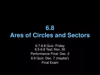 6.8 Ares of Circles and Sectors