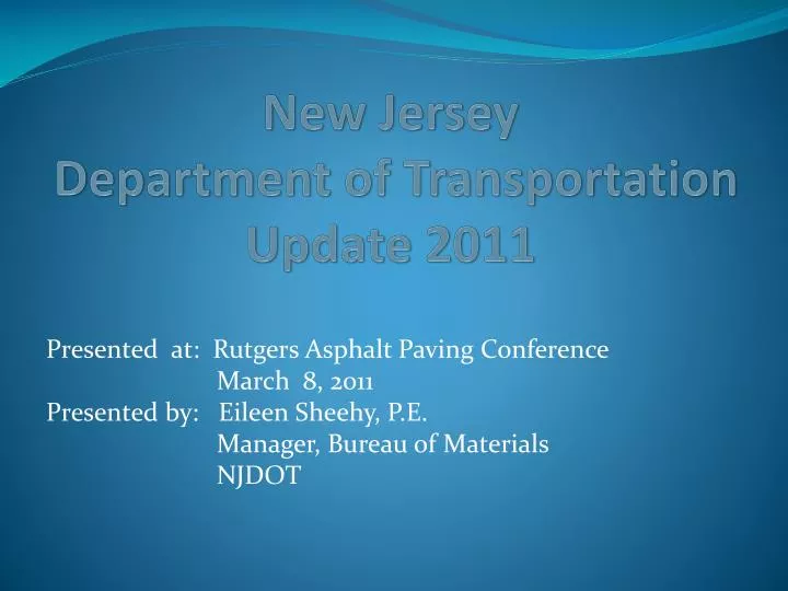 new jersey department of transportation update 2011