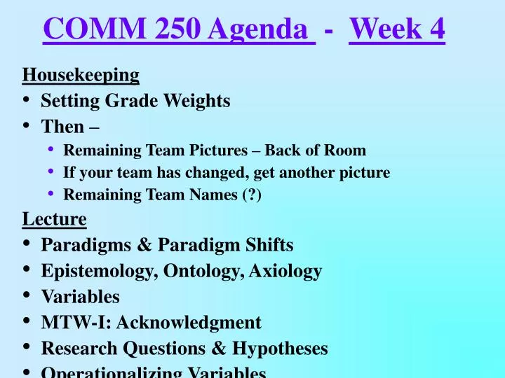 comm 250 agenda week 4