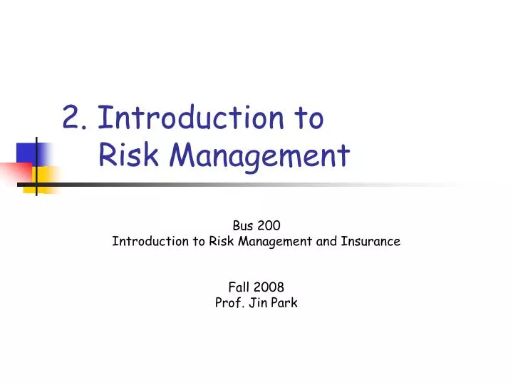 2 introduction to risk management