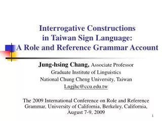 Interrogative Constructions in Taiwan Sign Language: A Role and Reference Grammar Account