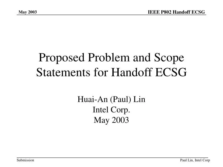 proposed problem and scope statements for handoff ecsg