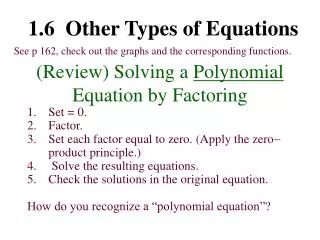 (Review) Solving a Polynomial Equation by Factoring