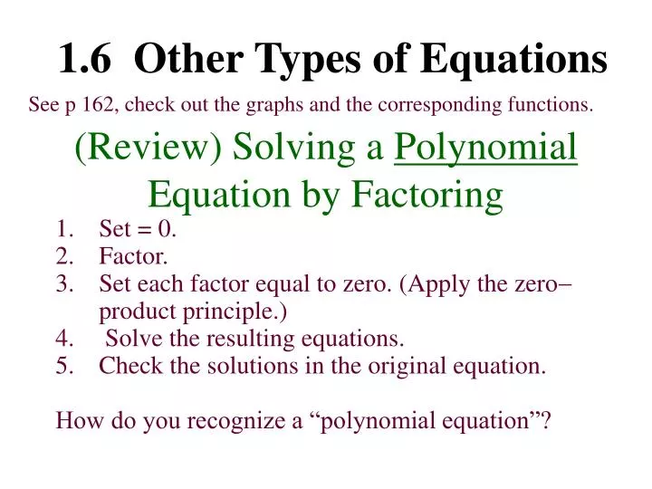 review solving a polynomial equation by factoring
