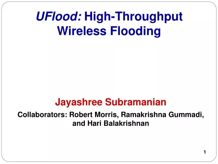 uflood high throughput wireless flooding
