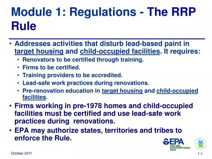 module 1 regulations the rrp rule