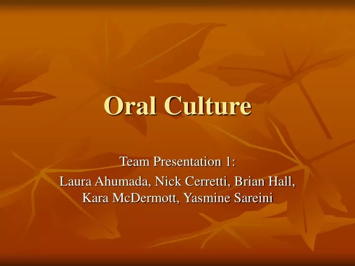 oral culture