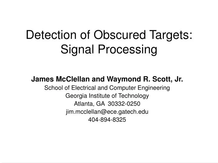 detection of obscured targets signal processing