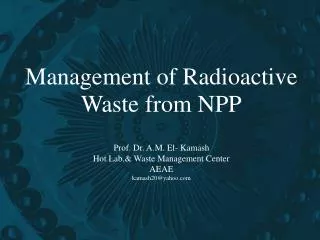 Management of Radioactive Waste from NPP