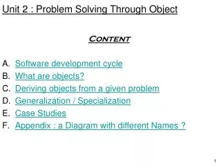 Unit 2 : Problem Solving Through Object