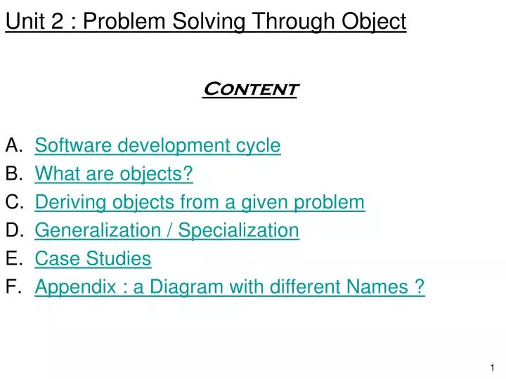 unit 2 problem solving through object