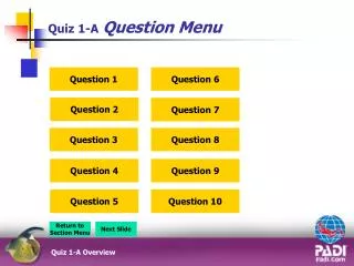 Quiz 1-A Question Menu