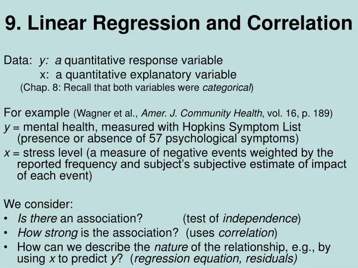 9 linear regression and correlation