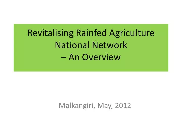 revitalising rainfed agriculture national network an overview