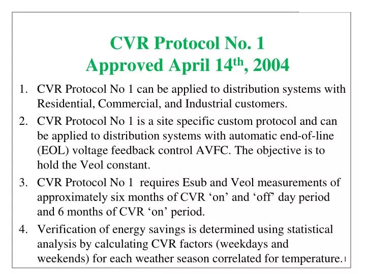 cvr protocol no 1 approved april 14 th 2004