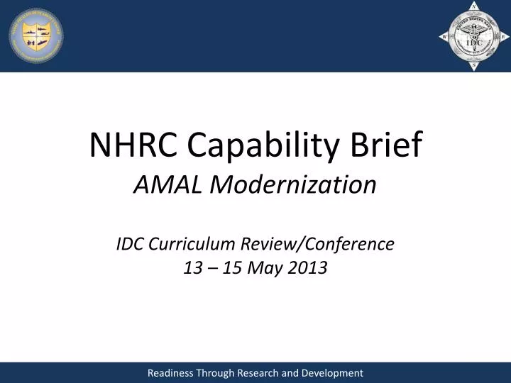 nhrc capability brief amal modernization idc curriculum review conference 13 15 may 2013