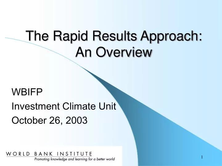 the rapid results approach an overview