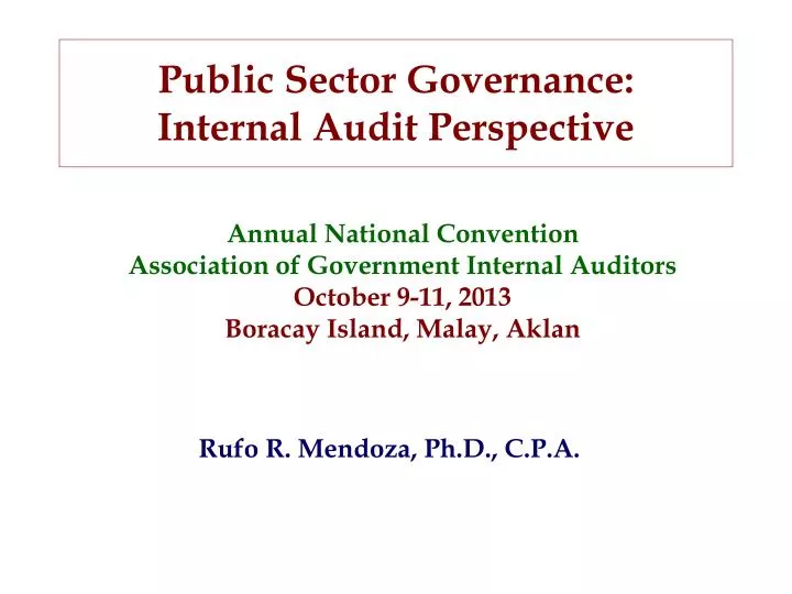 public sector governance internal audit perspective