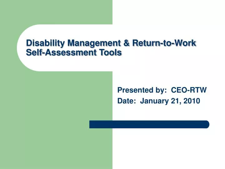 disability management return to work self assessment tools