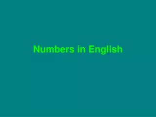 Numbers in English