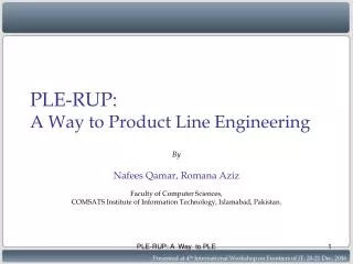 PLE-RUP: A Way to Product Line Engineering