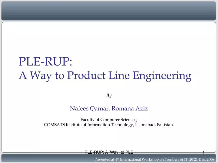 ple rup a way to product line engineering