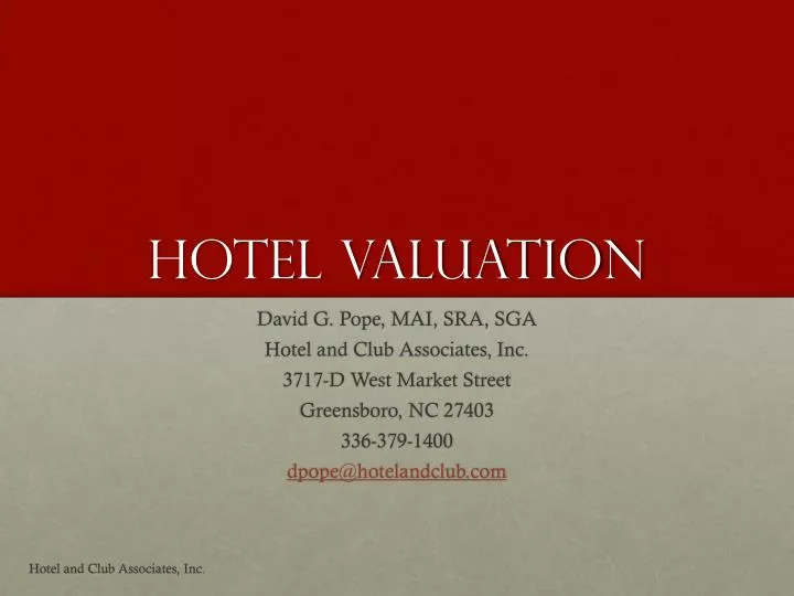 hotel valuation