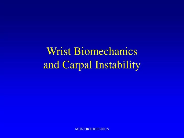 wrist biomechanics and carpal instability