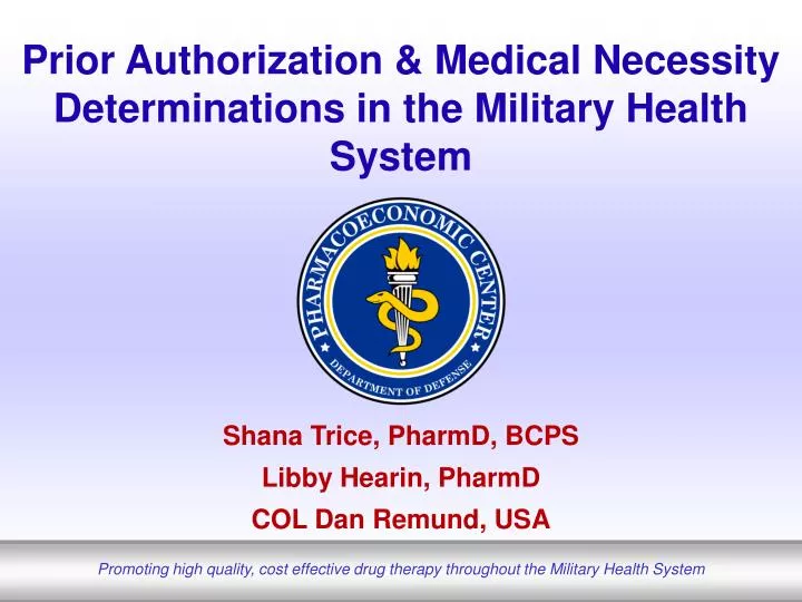 prior authorization medical necessity determinations in the military health system