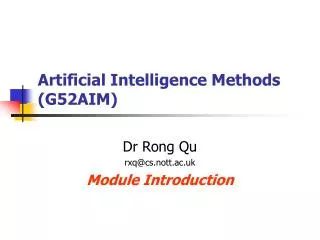 Artificial Intelligence Methods (G52AIM)