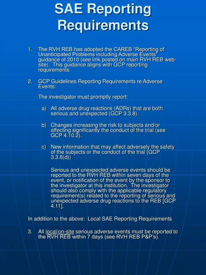 sae reporting requirements