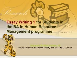 Essay Writing 1 for Students in the BA in Human Resource Management programme