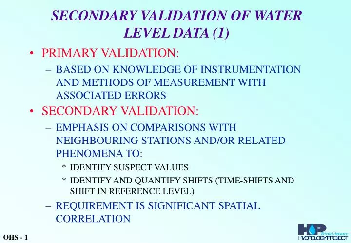 secondary validation of water level data 1