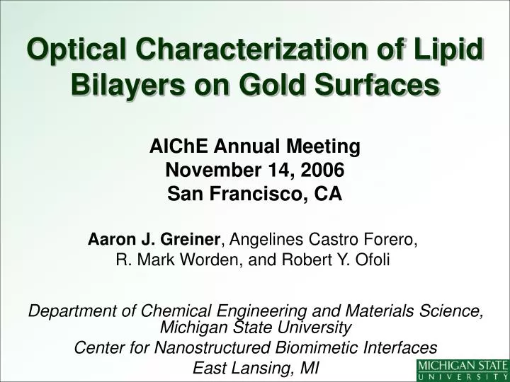 optical characterization of lipid bilayers on gold surfaces