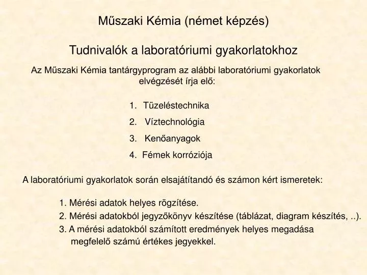 m szaki k mia n met k pz s tudnival k a laborat riumi gyakorlatokhoz