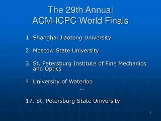 the 29th annual acm icpc world finals