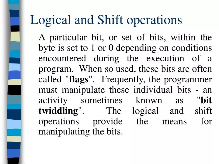 logical and shift operations