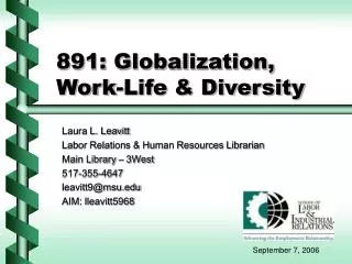 891: Globalization, Work-Life &amp; Diversity