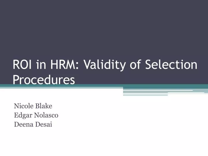 roi in hrm validity of selection procedures